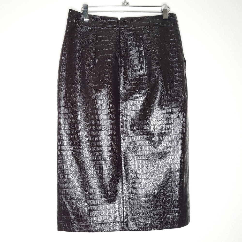 Rachel Comey X Target Brown Crock Faux Leather Pencil Skirt 6 - Picture 5 of 7